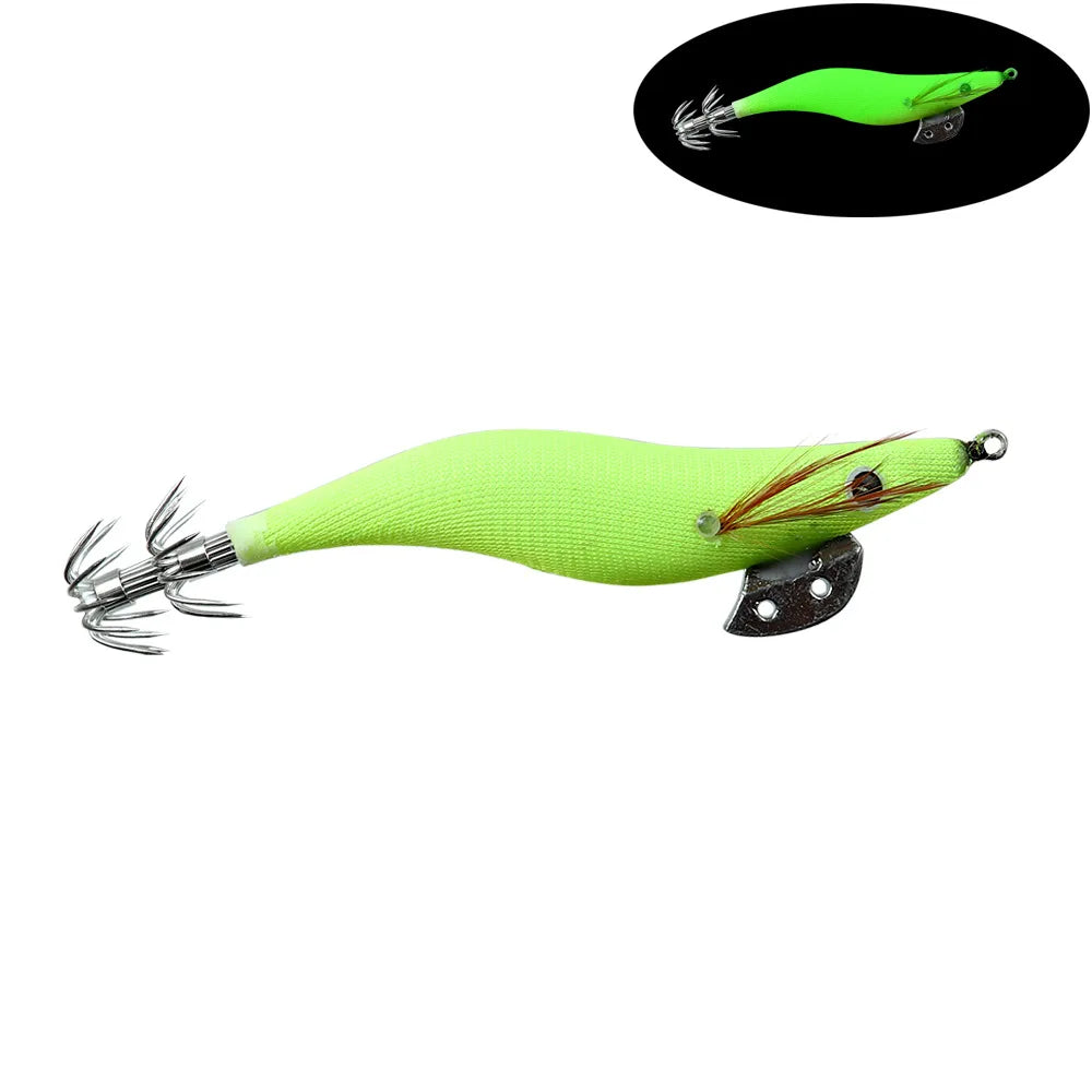 Full Body Luminous Wooden Shrimp Colorful Imitation Squid Shrimp Fake Bait2.0 2.5  3.0#Squid Cuttlefish Sea Fishing Umbrella Hoo