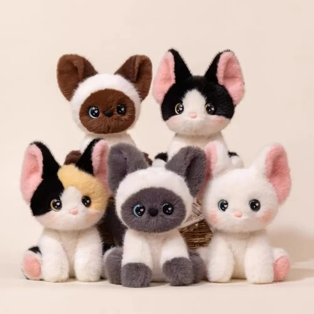 Stuffed Animal Siamese Cat Plush Cute Sitting Desktop Ornament Stuffed Devon Rex Kitten Doll Cartoon Cat Plush Doll Kids Toy