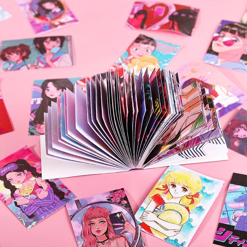 50sheets Retro Kawaii Japanese Girl Stickers for DIY Scrapbook Mobile Phone Case Tablet Stationery Decorative Paper