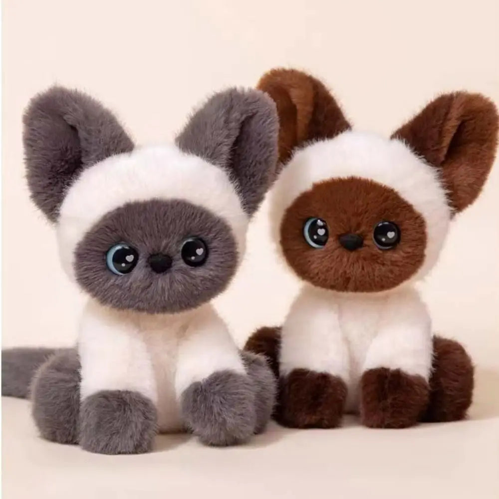Stuffed Animal Siamese Cat Plush Cute Sitting Desktop Ornament Stuffed Devon Rex Kitten Doll Cartoon Cat Plush Doll Kids Toy